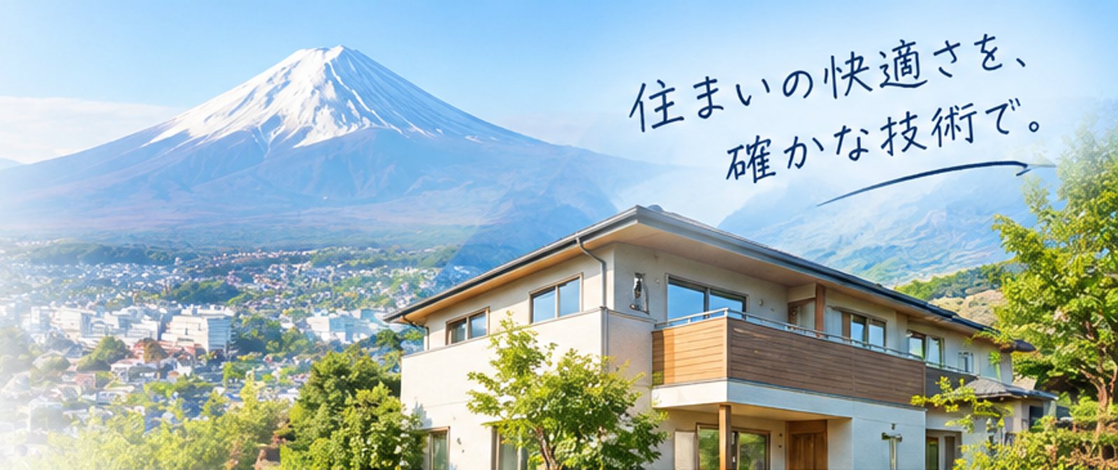 富士山と住宅の風景